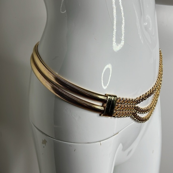 1980’s Triple Goldtone Chain Drop 30” Waist Belt main image 7
